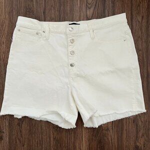 J.Crew Women's Shorts High Rise Button Fly Denim Jean Cutoff Size 33 Ivory